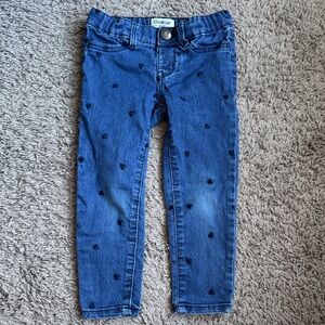 OshKosh B'gosh Dark Blue Denim Jeans with Black Heart Accents